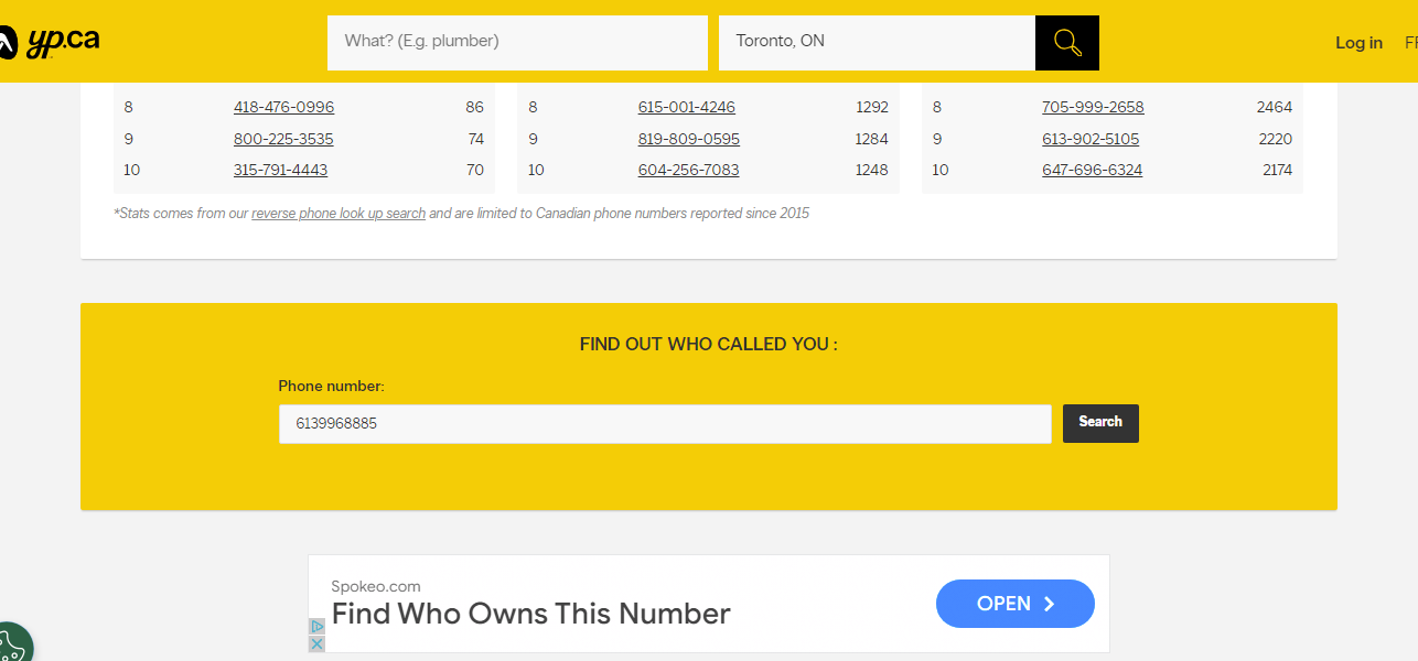 search a phone number on YellowPages