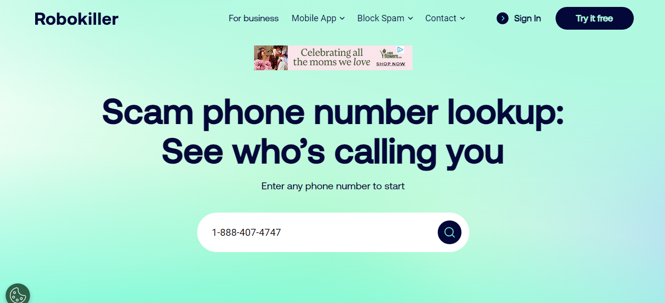 enter a phone number on Robokiller