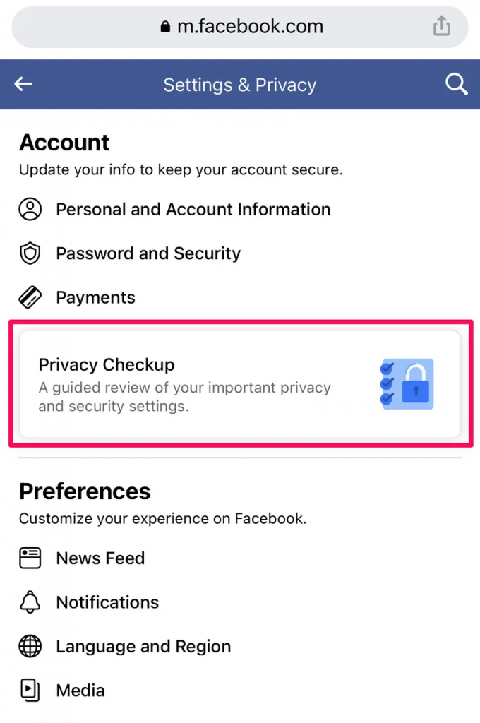 Facebook privacy settings