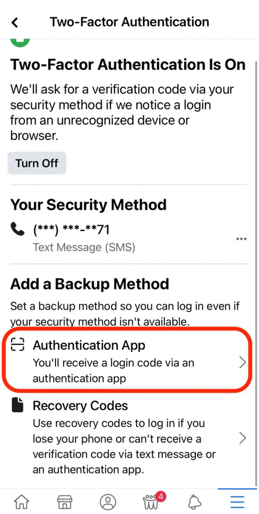 facebook Two-Factor Authentication