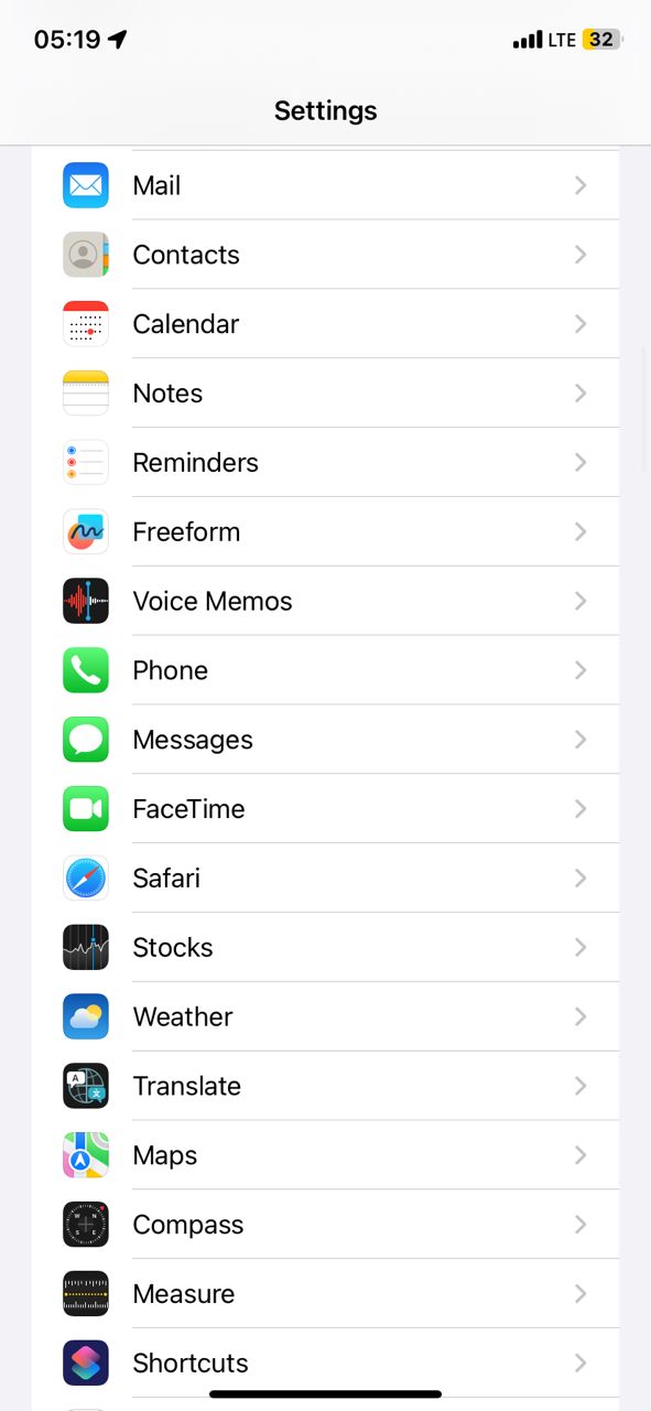 settings on iphone