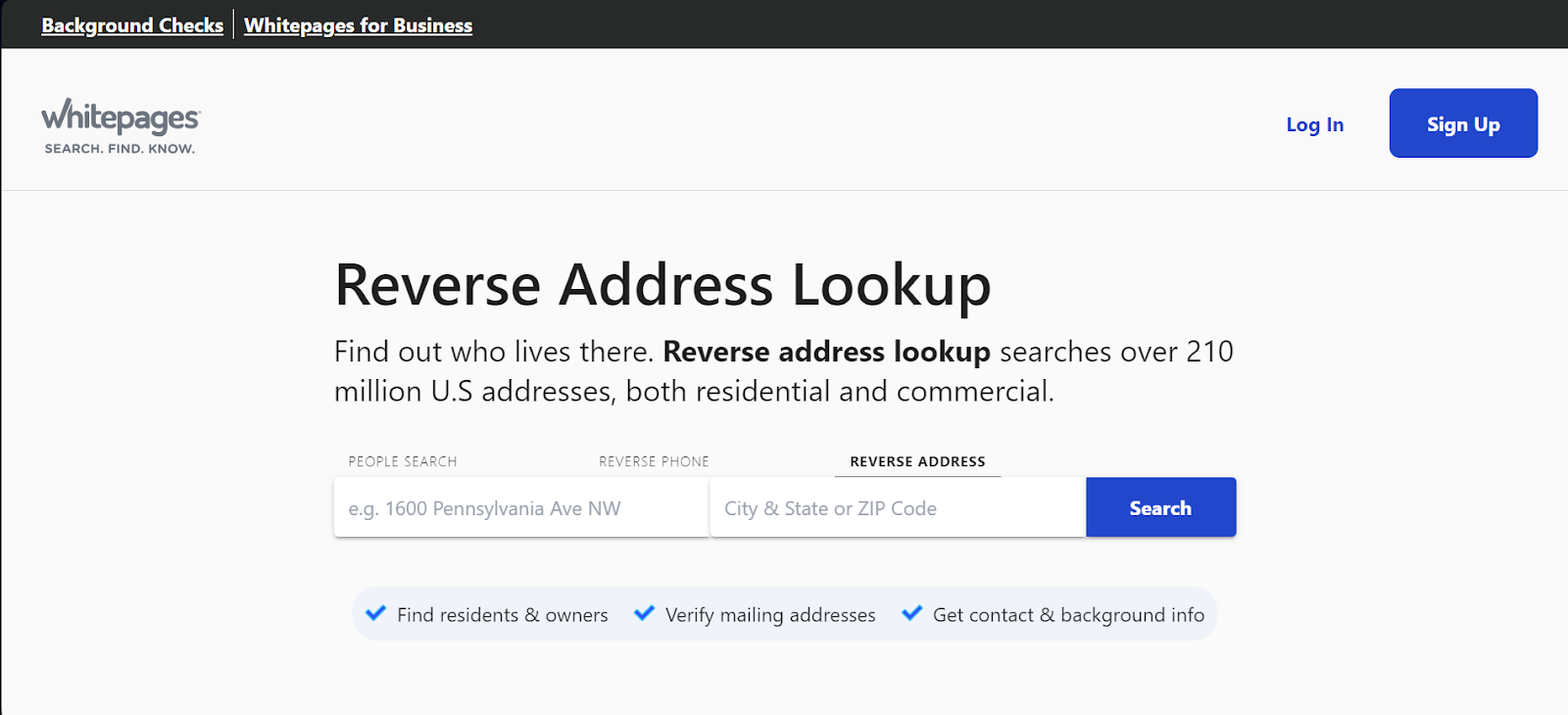 WhitePages Reverse Address Lookup