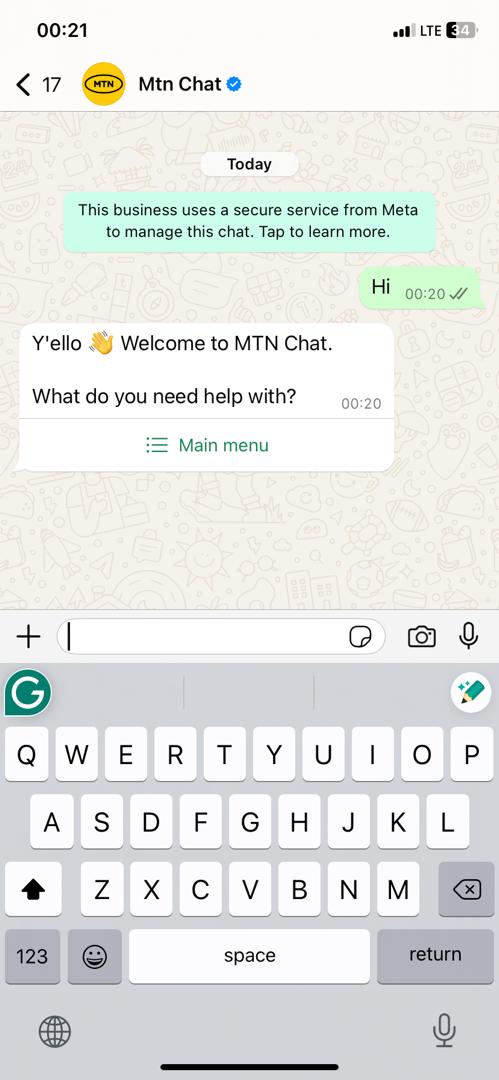 chat with mtn chat on whatsapp