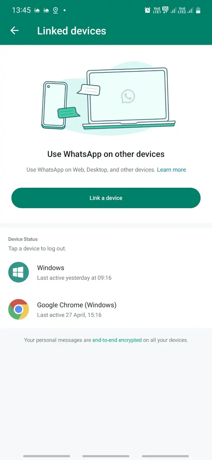 linked devices on WhatsApp Web