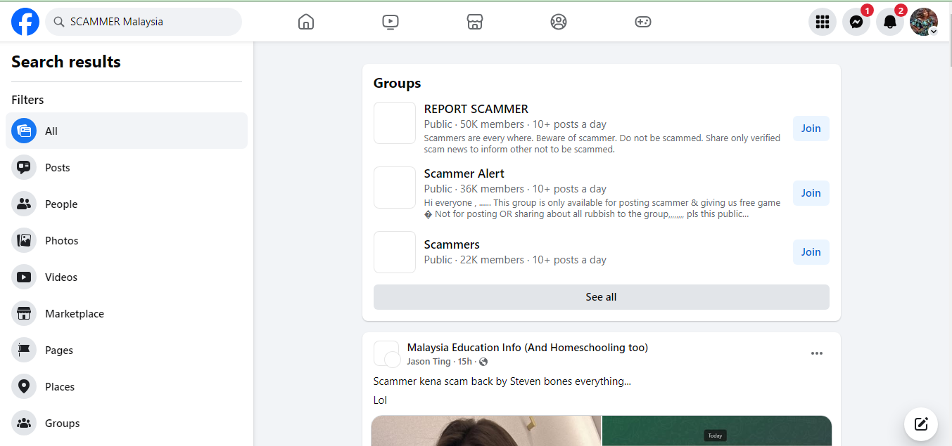 SCAMMER Malaysia (Facebook groups or forums)