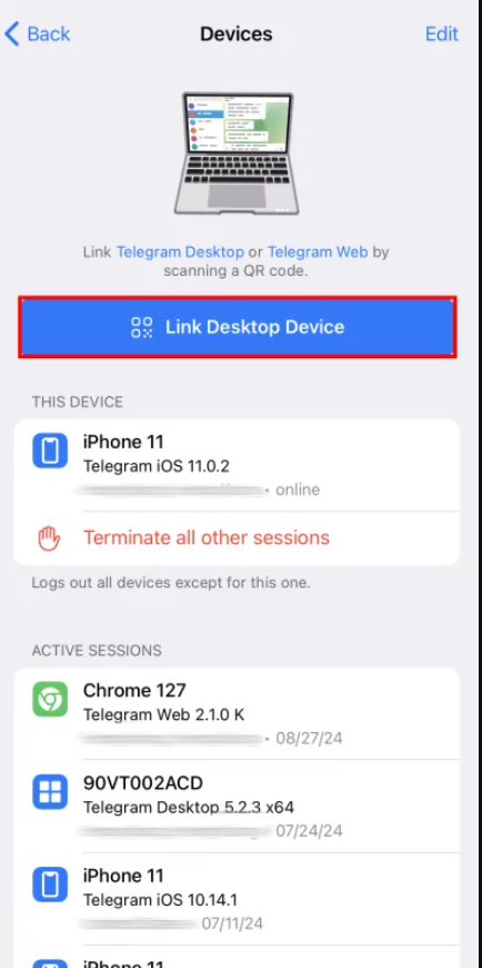 Telegram Linked Devices Feature