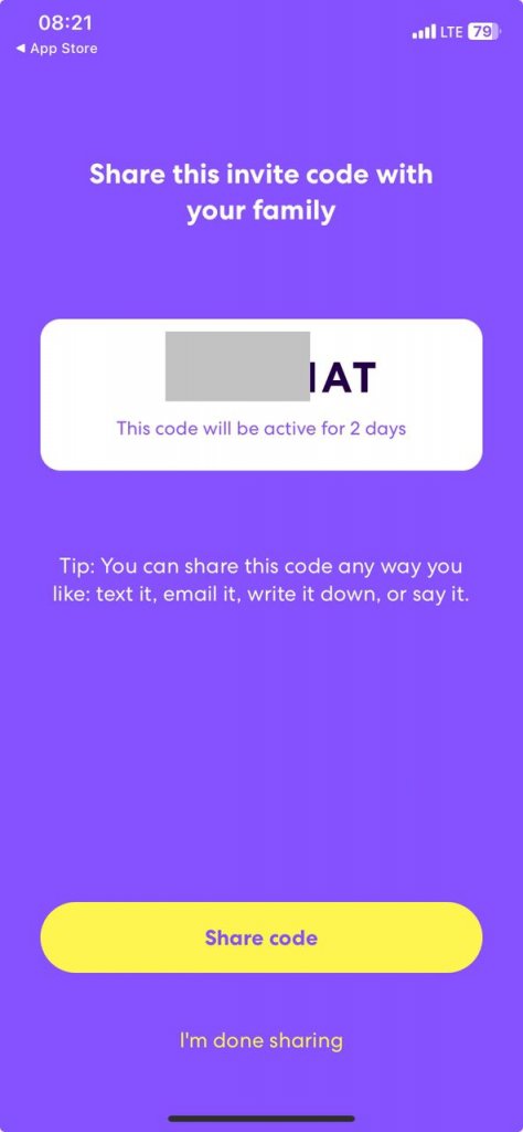 Copy the generated invite code