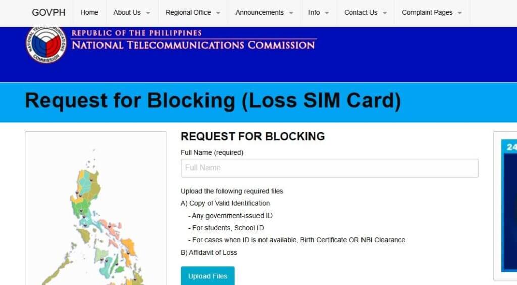 NTC request for blocking SIM card websites