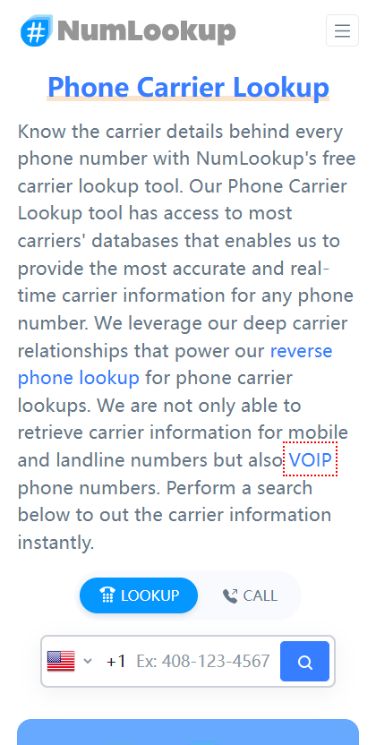 Numlookup - Phone Carrier Lookup