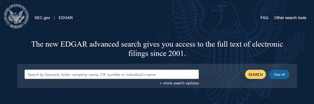 SEC EDGAR search page