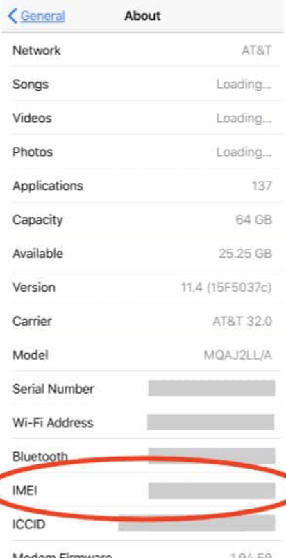 about on iphone setting