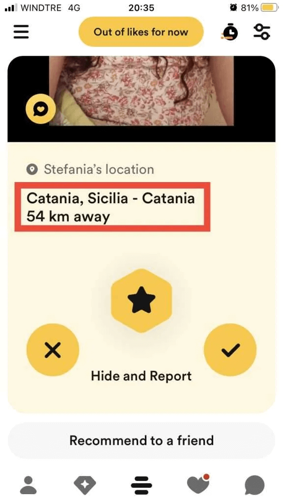 bumble profile location