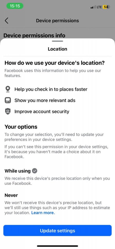 change facebook location setting