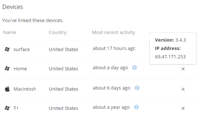 check ip address on dropbox