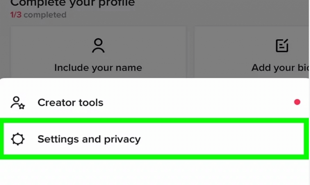 click tiktok setting and privacy