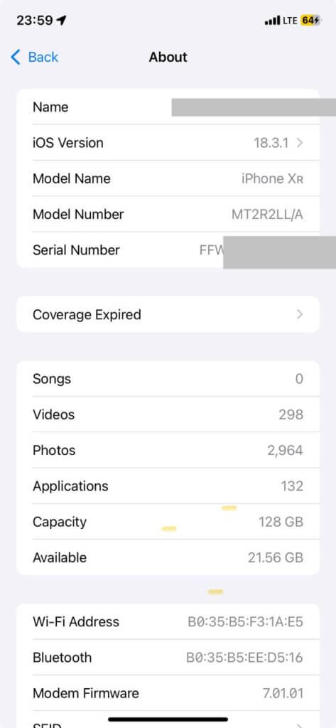 find serial number on phone