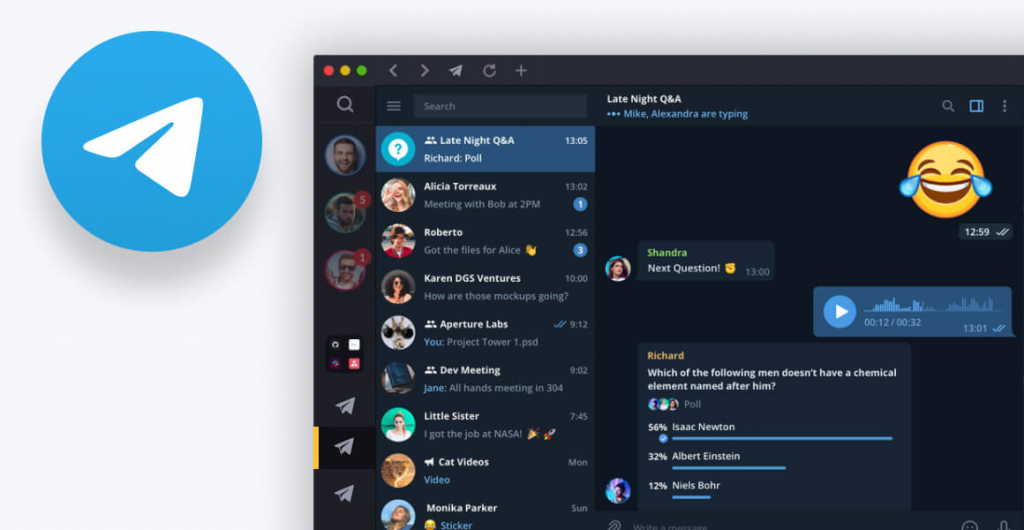 telegram chatting interface