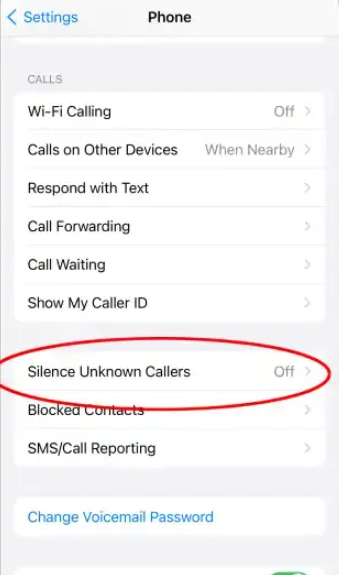 silence unknow callers