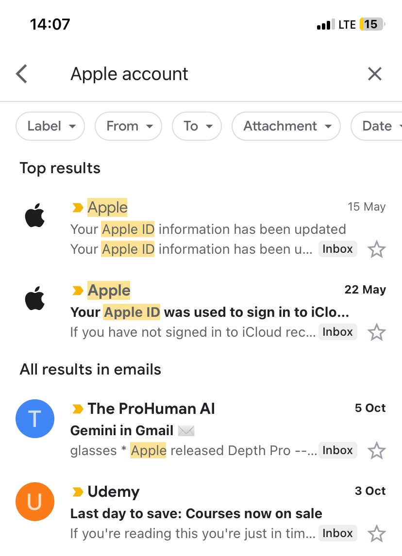 find apple id on email box