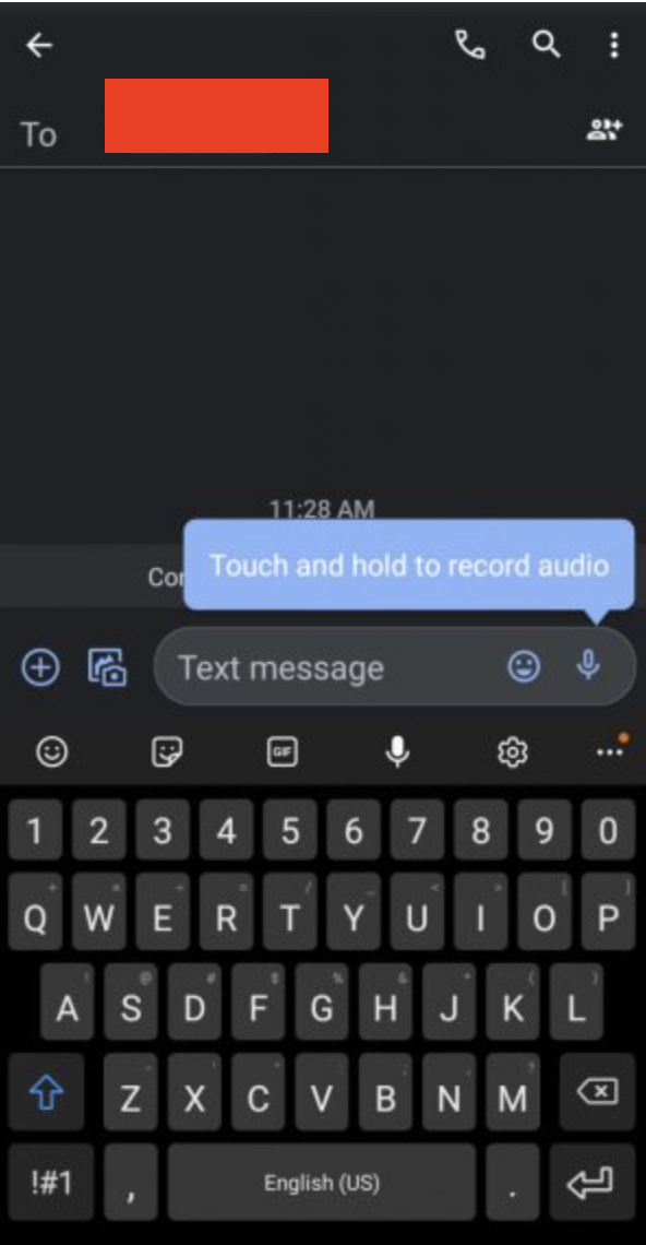 Press the microphone icon to begin the recording