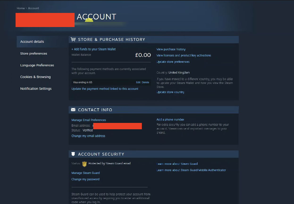 steam account page