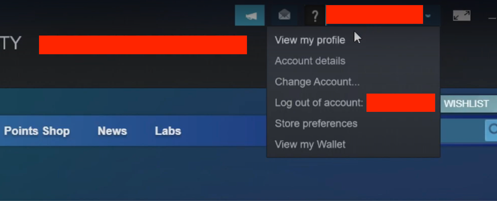 click on steam username