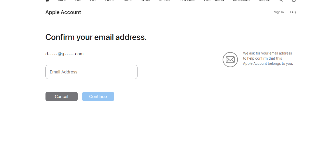 confirm your email address on apple website