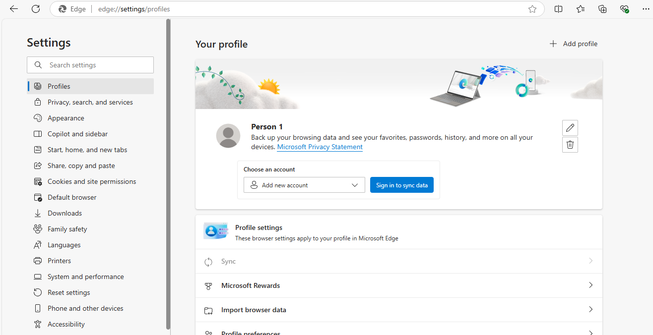 microsoft edge profile