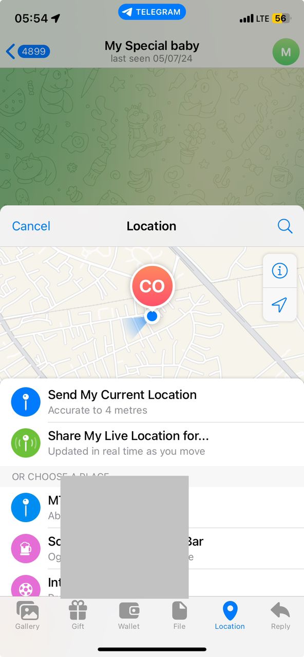 share location on telegram