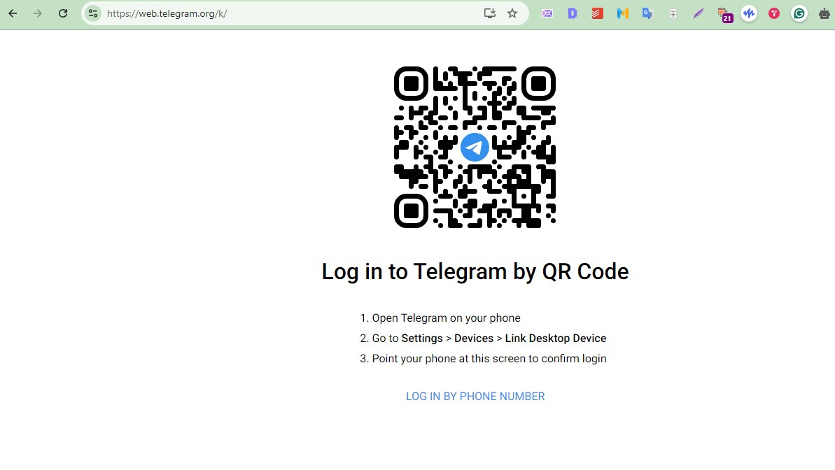 log in to telegram by qr code