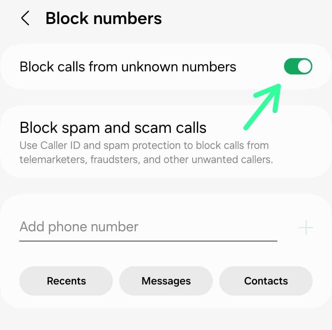 block numbers on android