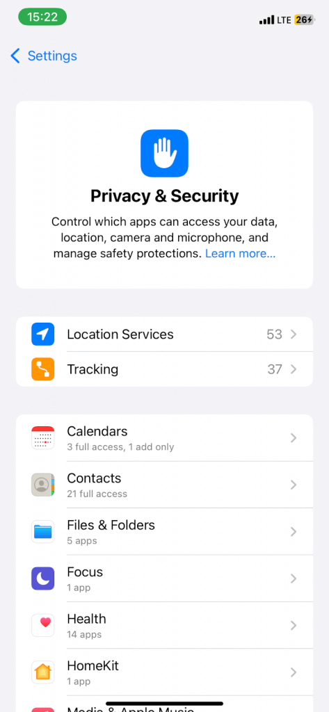 iphone privacy and setting