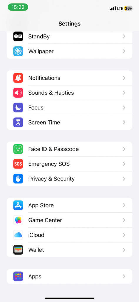 iphone setting