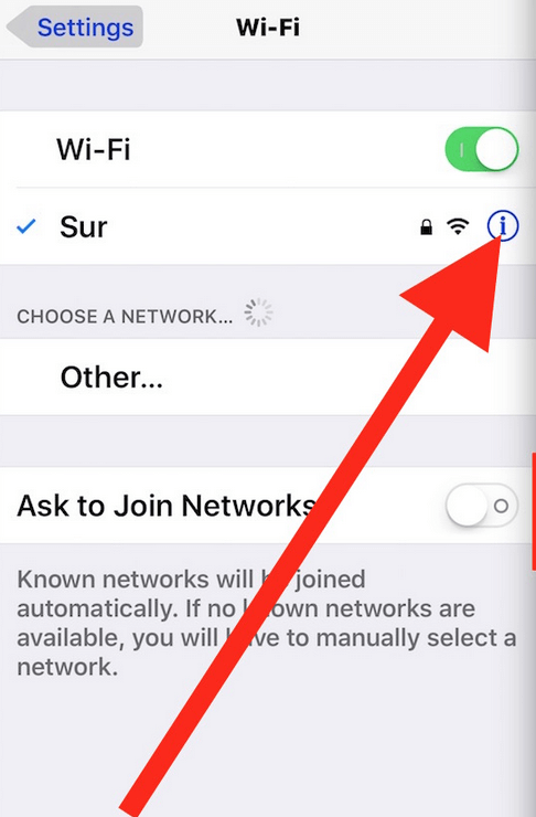 iphone wifi setting