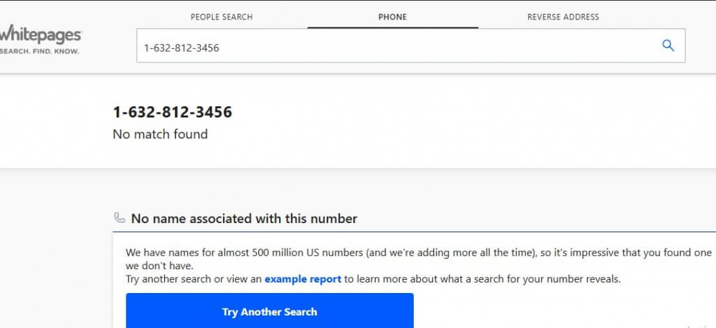 lookup a phone number using whitepages