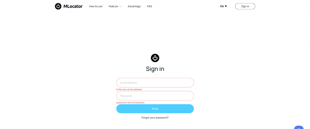 mlocator log in page