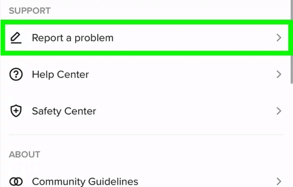 report a problem on tiktok