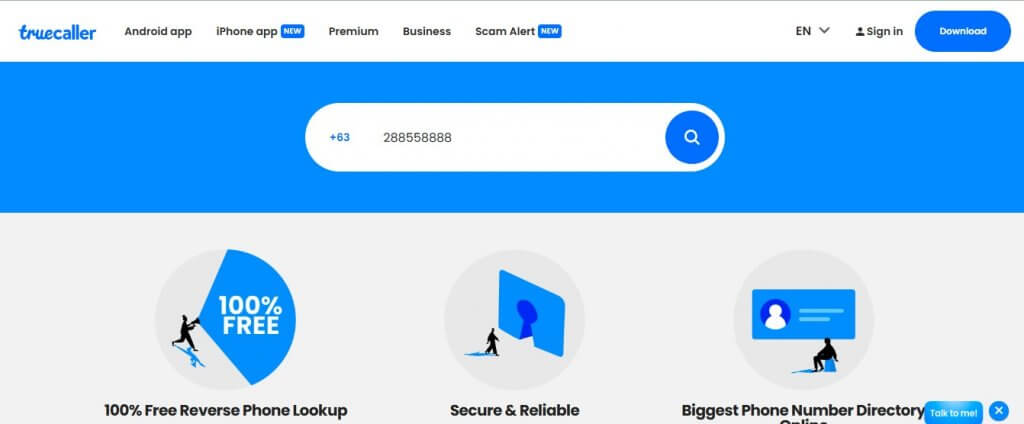 search landline number on truecaller