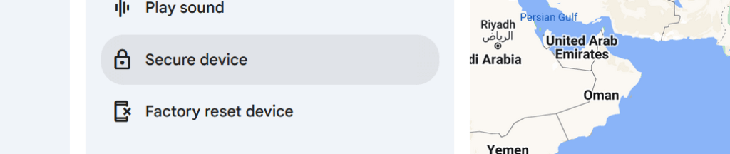 secure device on google find my device