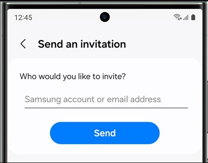 send an invitation to a samsung user