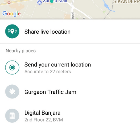 send your current location on whatsapp