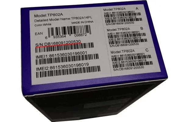 serial number on package box