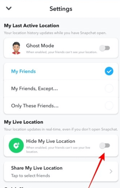 snapchat hide my location