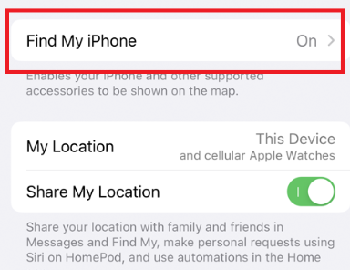 turn find my phone on